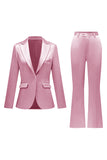 Grå Rosa Peak Lapel Sateng Slim Fit Kvinner Dresser