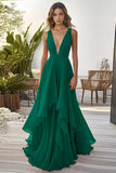 Oransje volang A Line Chiffon Brudegjest Kjole