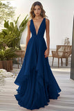 Oransje volang A Line Chiffon Brudegjest Kjole