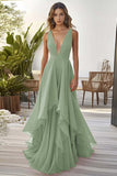 Oransje volang A Line Chiffon Brudegjest Kjole