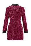 Glitrende Burgundy Bodycon Maxi blazer til dame