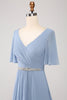 Load image into Gallery viewer, A-Line Chiffon Dusty Blue Long brudepike kjole med Beaded Waist