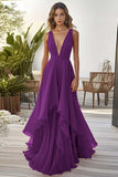 Oransje volang A Line Chiffon Brudegjest Kjole