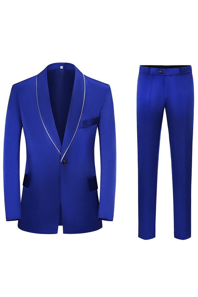 Load image into Gallery viewer, Royal Blue 3-delt sjal jakkesjakke med én knapp balldrakter