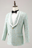 Mint Jacquard Sjal Jakkeslag 2 Piece One Button Menns Dresser