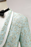 Mint Jacquard Sjal Jakkeslag 2 Piece One Button Menns Dresser