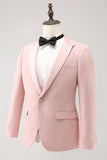 Lys Rosa 3 Piece Peak Lapel Jacquard One Button Menns Balldresser