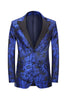 Load image into Gallery viewer, Peak Lapel Jacquard To knapper Royal Blue Single Breasted Menns Prom Blazer