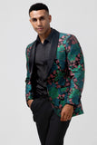 Grønn Jacquard Sjal Jakkeslag One Button Herre Prom Blazer