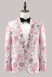 Rosa sjal jakkeslag Jacquard One Button Ballblazer for menn