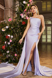 Havfrue syrin En skulder Beaded Long Prom Kjole med Slit