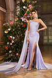 Havfrue syrin En skulder Beaded Long Prom Kjole med Slit