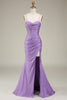 Load image into Gallery viewer, Satin Spaghetti stropper Lilac Prom kjole med korsett