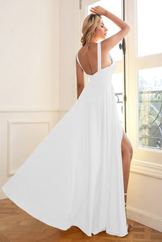 Enkel A-Line Chiffon liten hvit kjole