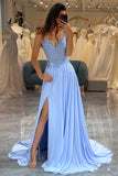 A-Line Lavendel Long Prom Kjole med Appliques