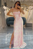 Mermaid Sparkly Pink Prom Dress med Slit