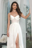 Load image into Gallery viewer, Enkel hvit ruffled Chiffon Corset Engagement Party kjole med spalt