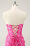 Sparkly Fuchsia Sweetheart Corset Homecoming kjole med applikasjoner