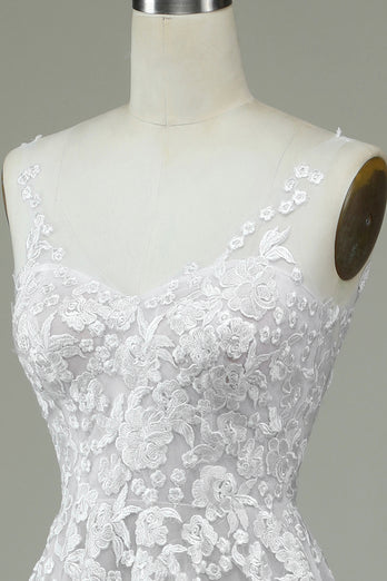 Ivory Tulle ryggløs brudekjole med blonder