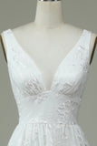 Ivory Lace V-Neck brudekjole med Slit