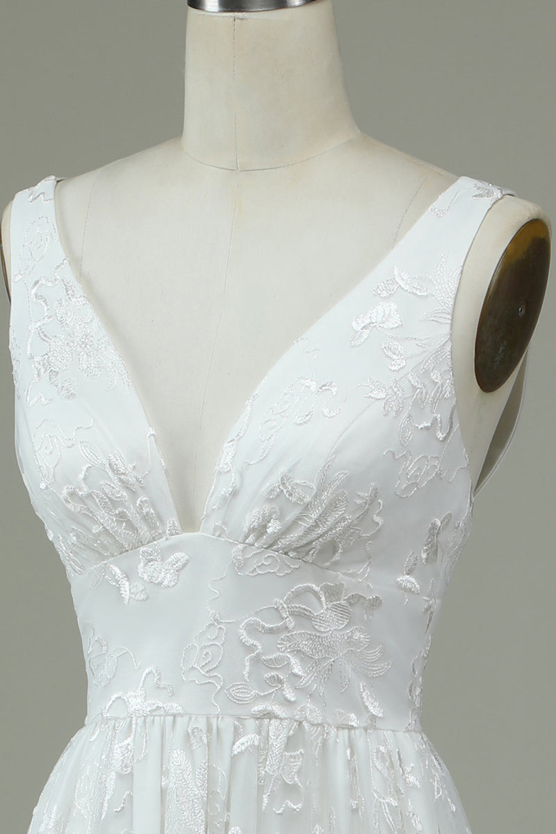 Load image into Gallery viewer, Ivory Lace V-Neck brudekjole med Slit