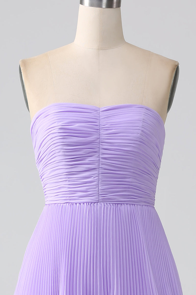 Load image into Gallery viewer, A-Line Sweetheart Lilac Tiered Chiffon Long brudepike kjole med plissert