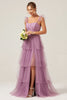 Load image into Gallery viewer, Avtakbare stropper En linje lilla lagdelt lang brudepike kjole