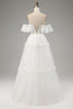 Load image into Gallery viewer, Ivory A-linje av skulderen tyll brudekjole