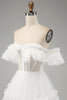 Load image into Gallery viewer, Ivory A-linje av skulderen tyll brudekjole