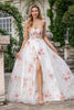 Load image into Gallery viewer, Ivory Flower A Line Sweetheart brodert korsett Long Prom Dress med Slit