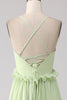 Load image into Gallery viewer, Ruffles A Line Green brudepike kjole med snøre-up tilbake