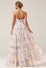 Load image into Gallery viewer, Lavendel Flower Princess Spaghetti stropper lagdelt Prom kjole med plissert