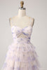 Load image into Gallery viewer, Lavendel Flower Tiered Princess Prom kjole med plissert