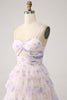 Load image into Gallery viewer, Lavendel Flower Tiered Princess Prom kjole med plissert