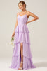 Load image into Gallery viewer, Lilac A Line Spaghetti stropper lagdelt Chiffon brudepike kjole med spalt