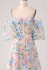 Load image into Gallery viewer, A-linje aprikos blomst av skulderen lang korsett prom kjole