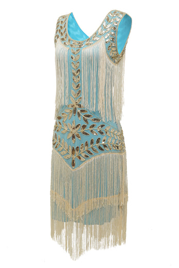 plus size champagne gatsby 1920-tallet flapper kjole med paljetter og frynser