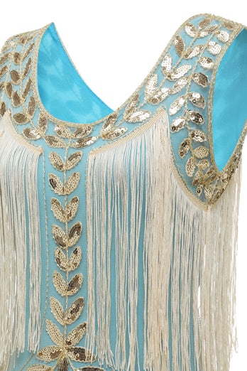 plus size champagne gatsby 1920-tallet flapper kjole med paljetter og frynser