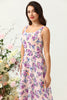 Load image into Gallery viewer, A Line Square Neck Pink Floral Trykt Long brudepike kjole med åpen rygg