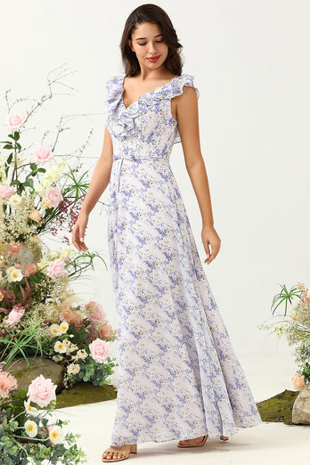 Blush lilla blomst Boho Chiffon brudepike kjole