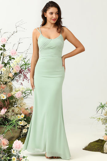 Sage Green havfrue drapert brudepike kjole