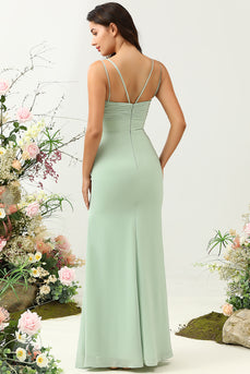 Sage Green havfrue drapert brudepike kjole