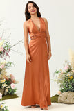 En linje Deep V Neck Green Trykt Long Bridesmaid Dress