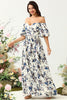 Load image into Gallery viewer, Hvit blå blomst Boho brudepike kjole