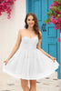 Load image into Gallery viewer, Hvit korsett avtakbare lange ermer liten hvit kjole