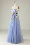 A Line Sweetheart Lavender Long Prom Dress med Appliques