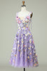 Load image into Gallery viewer, Cute A Line Spaghetti stropper blå te lengde Prom kjole med 3D-blomster