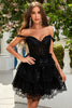 Load image into Gallery viewer, Sparkly Dark Blue Corset Tiered Short Homecoming Dress med blonder