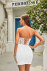 Load image into Gallery viewer, Bodycon Sweetheart Liten hvit kjole med applikasjoner