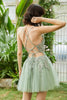 Load image into Gallery viewer, A Line Spaghetti Straps Green Short Homecoming Dress med Appliques